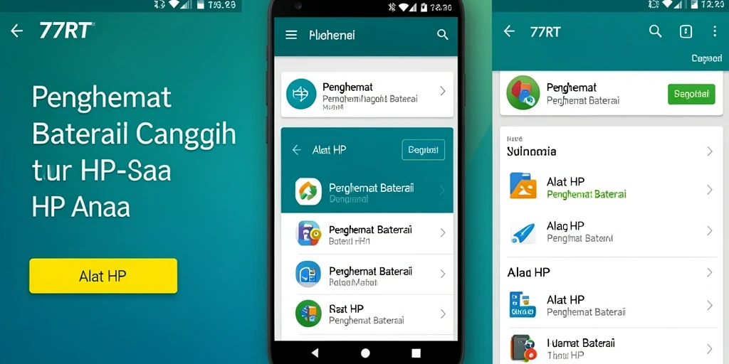 Tampilan antarmuka utama aplikasi Penghemat Baterai 77RT.