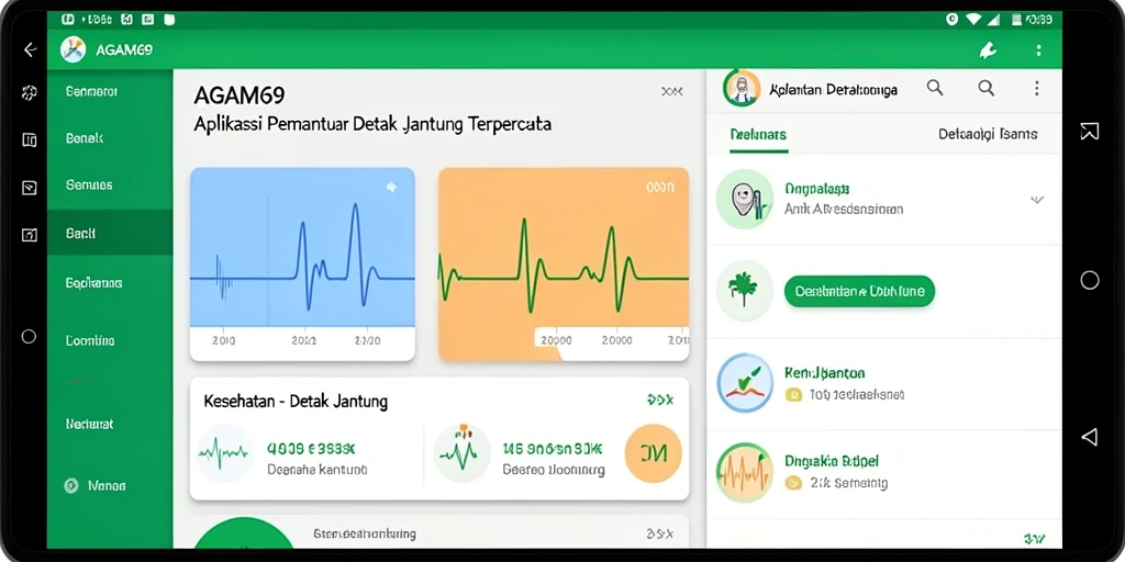 Tampilan antarmuka AGAM69 yang intuitif untuk memantau detak jantung.