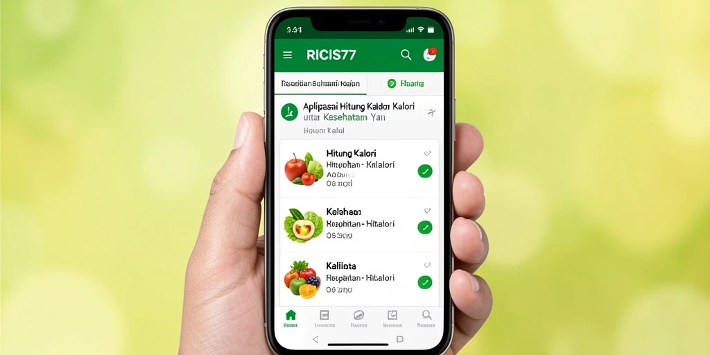Screenshot RICIS77 menampilkan antarmuka pengguna dengan fitur Hitung Kalori yang intuitif.