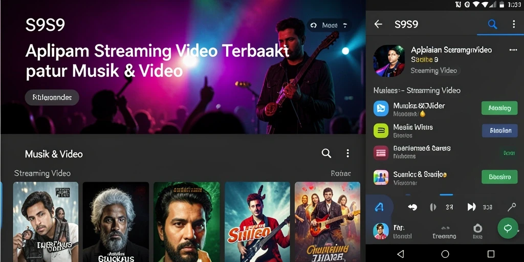 Tampilan antarmuka aplikasi S9S9 untuk Streaming Video yang menarik.