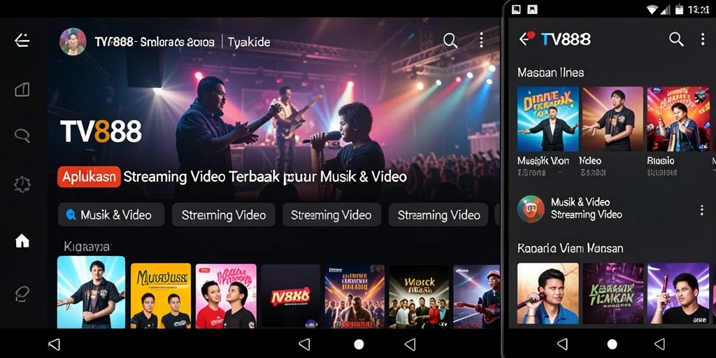 Antarmuka intuitif TV888 untuk streaming video berkualitas tinggi.